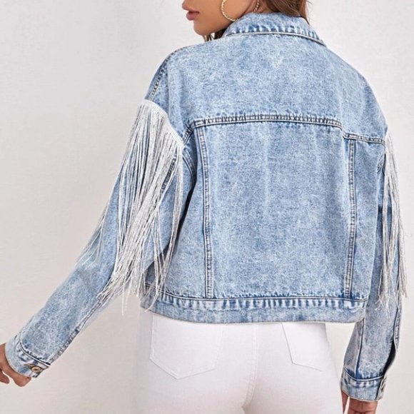 Sexy Fringe Trim Denim Jacket - Picture 4 of 11